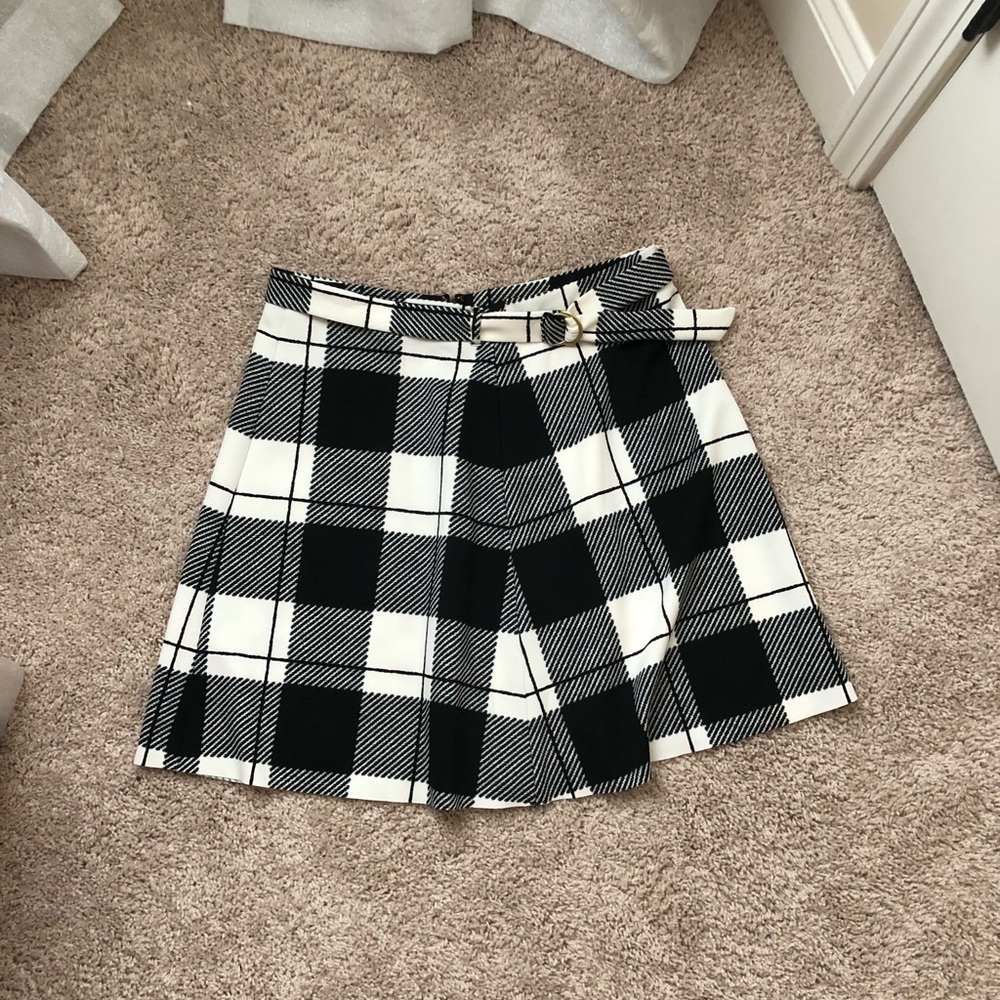 Black + White Buffalo check skater skirt